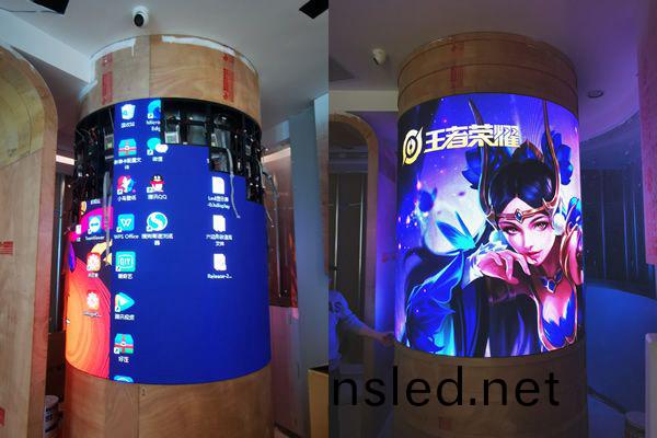 彿(fu)山(shan)市(shi)某(mou)企業展(zhan)廳(ting)-圓柱形(xing)LED顯示屏(ping)